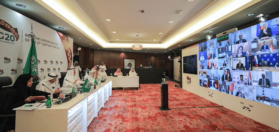 نظمت السعودية اجتماعًا افتراضيًا، 15 نيسان، مع وزراء مالية مجموعة العشرين ومديري البنوك المركزية