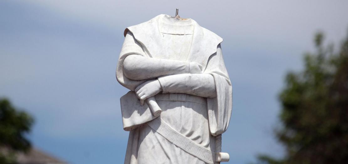تمثال لكريستوفر كولومبوس قطع رأسه في ماساتشوسيتس، 10 حزيران 2020