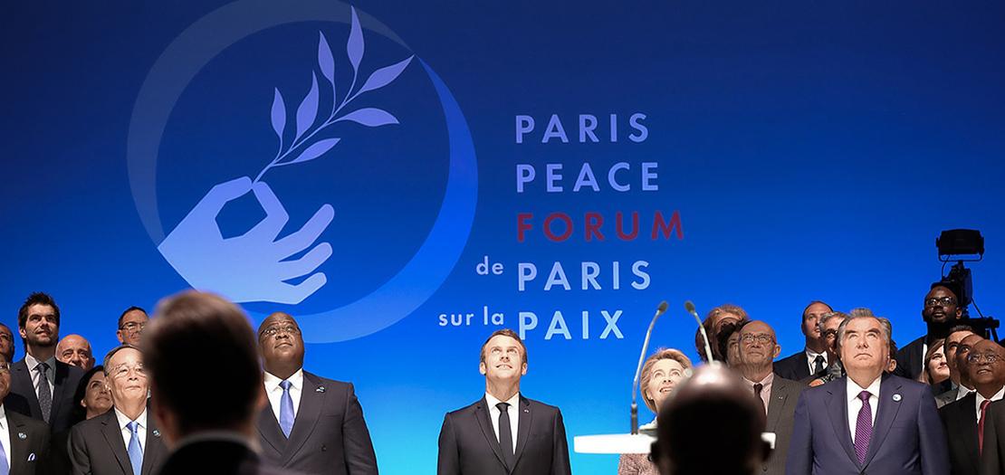 الرئيس الفرنسي إيمانويل ماكرون خلال منتدى باريس للسلام 13/11/2020