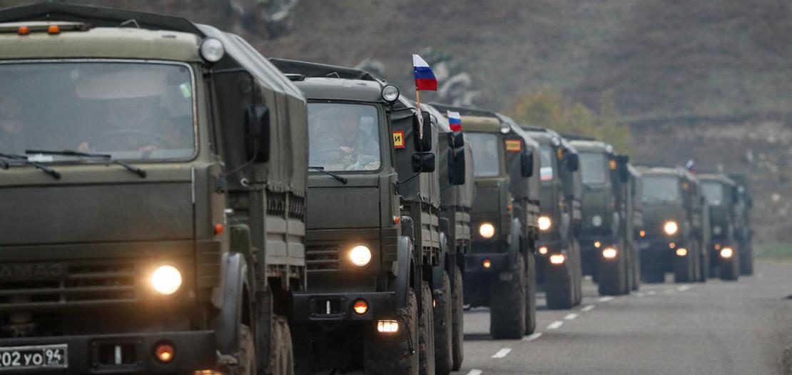 القوات الروسية خلال انتشارها في ناغورني قره باغ، 13 تشرين الثاني 2020