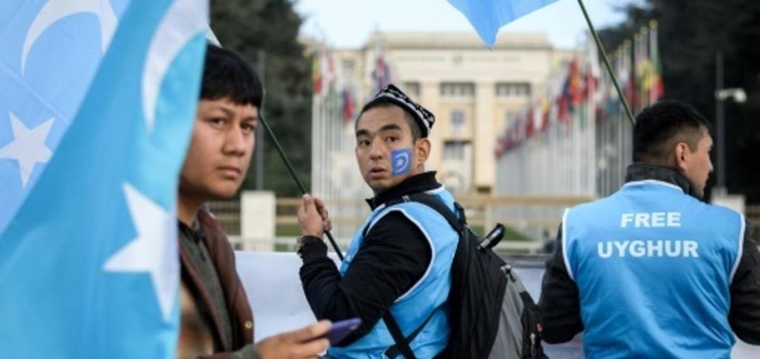 مظاهرة مناصرة للأويغور أمام مقر الأمم المتحدة في جنيف
