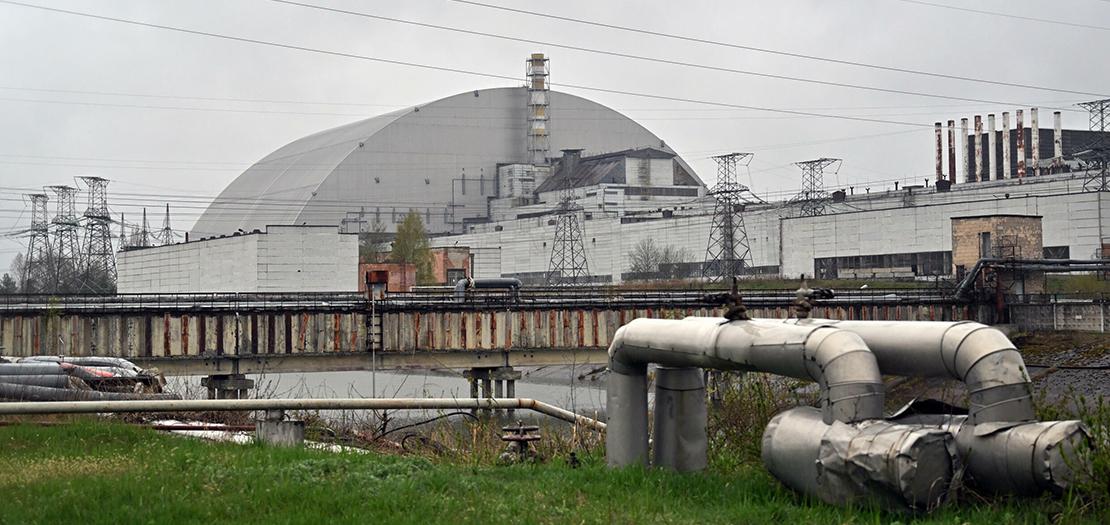 صورة تظهر موقع المفاعل رقم أربعة في تشيرنوبيل