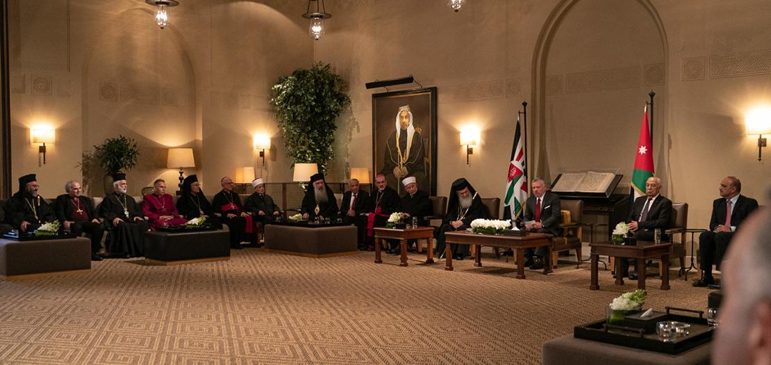 الملك يستقبل رؤساء الكنائس في الأردن والقدس وشخصيات مسيحية أردنية وممثلين عن أوقاف وهيئات مقدسية إسلامية، 23 كانون الأول 2019