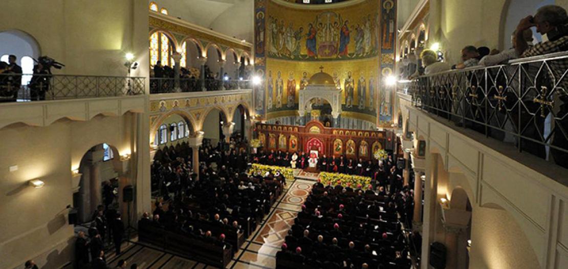 البابا بندكتس السادس عشر يوقّع الإرشاد الرسولي في بازيليك القديس بولس للروم الكاثوليك، حريصا، لبنان