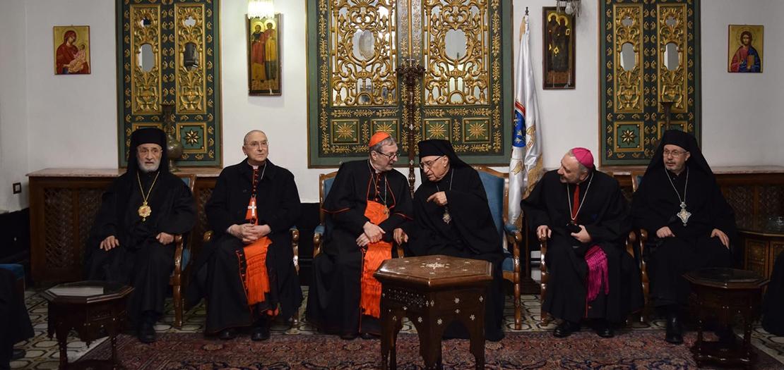 الكاردينال غوجيروتي يلتقي بطريرك الروم الكاثوليك خلال زيارته إلى سوريا، كانون الثاني 2025