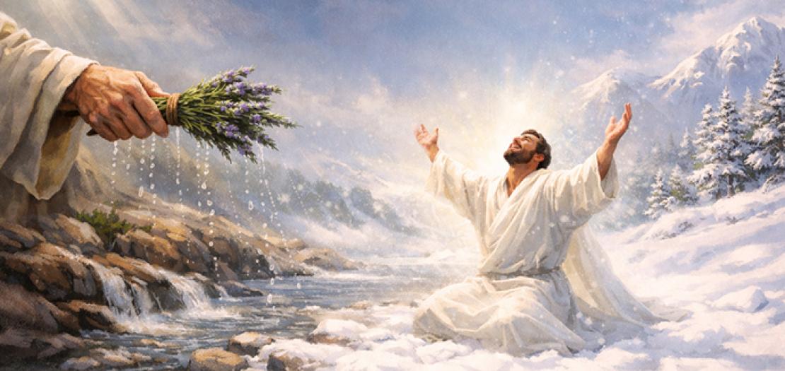 «طَهِّرْنِي بِالزُّوفَا فَأَطْهُرَ. اغْسِلْنِي فَأَبْيَضَّ أَكْثَرَ مِنَ الثَّلْجِ»